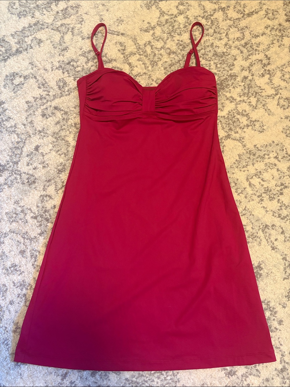 Tommy Bahama Pearl Solids Sangria Swim Dress w/Ruched Bust & Adjustable Straps